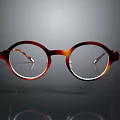 Stylish Round Eyeglasses With Brown Orange Gradient Frame And Clear Lenses 3d model