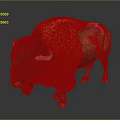 Majestic Brown and Orange Buffalo with Thick Fur and Curved Horns Standing Isolated on Gray Background