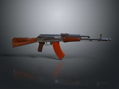 AK-47 Rifle with Wooden Stock and Metal Components Classic Tactical Design 3d model