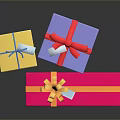 Colorful Decorative Gift Boxes in Yellow Blue Pink with Ribbons and Bows for Daily Use