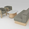 Modern Gray Sofa Coffee Table Set With Wooden Frame Round Marble Top Accent Chairs