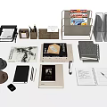 Organized Office Desk Supplies With File Holder Notebooks Pens And Storage Boxes