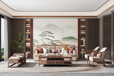 New Chinese Living Room 3d model