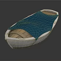 Traditional Wooden Boat Featuring Blue Cover White Hull And Wooden Seats
