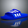 Blue Sports Slides With White Stripes And Comfortable Sole For Casual Wear