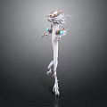 White 3D Dragon Model With Blue Gemstone Decorations And Detailed Head Design