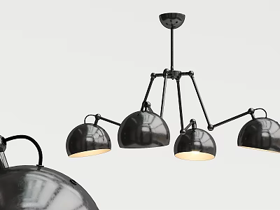 Modern Black Multi light Chandelier With Metal Frame And Round Shades 3d model