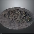 Natural Wood and Stone Mixed Decorative Round Surface with Textured Elements and Earthy Tones
