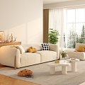 modern living room cream home living room 3d model