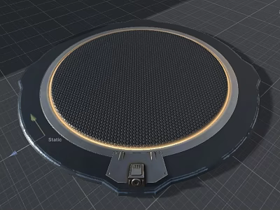 Round Black Display Shelf With Gold Trim And Grid Surface Modern Design 3d model