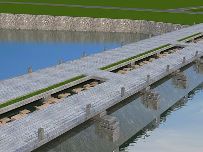 The modern bridge overflowed 3d model The modern bridge overflowed 3d model