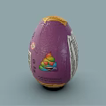 Colorful Egg Shaped Decorative Ornament Set With Rainbow Poop Pattern Heart Eyes And Smiling Face