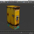Yellow Rusty Industrial Control Box With Green Base And Metal Panel 3d model
