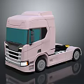 Pink Modern Truck 3D Model With Large Windshield Cab And Black Wheels 3d model