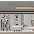Elegant Modern Clothing Window Display With Dress Coats Shoes And Decorations