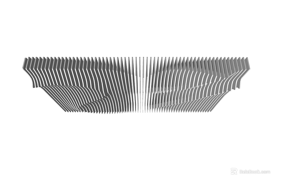 Modern Curved Stripe Ceiling Design with Black and White Pattern Details 3d model 
