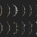 Various Decorative Bows As Traditional Weapons With Intricate Designs And Styles