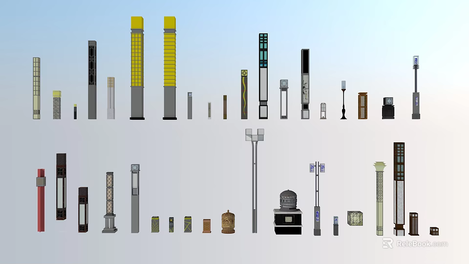 Outdoor Lights With Various Designs For Garden Street Decorative And Functional Use 3d model 