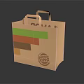 Brown Paper Shopping Bag With Handles Colorful Stripes And Burger King Logo