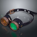 Steampunk Weapon Goggles Featuring Leather Strap Brass Buckle And Colored Lenses 3d model