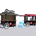 Pizza Hut Commercial Mobile Food Carts With Canopy Wheels And Blue Containers