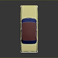 Classic Vintage Car with Beige Body Red Roof Blue Windows White Wheels and Red Hubcaps