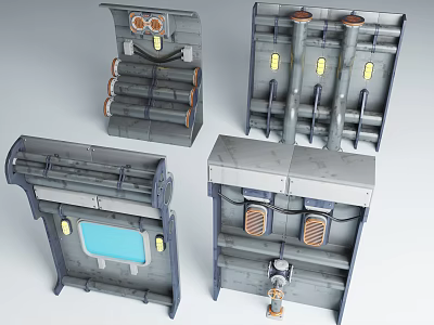 Industrial Mechanical Equipment With Metal Frame Pipe Components And Panel Parts 3d model