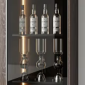 Modern Wine Cabinet With Glass Doors Built in Lighting And Wine Glass Storage