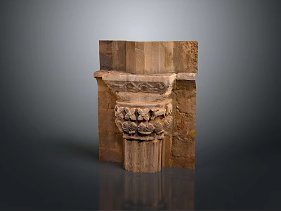 Ancient Carved Stone Pillar in Scenic Historical Landscape with Intricate Details 3d model