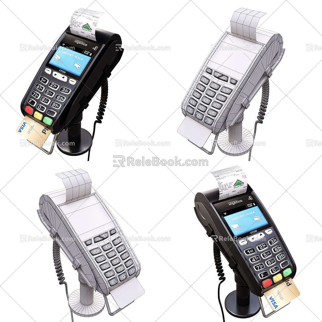 Modern credit card machine 3d model