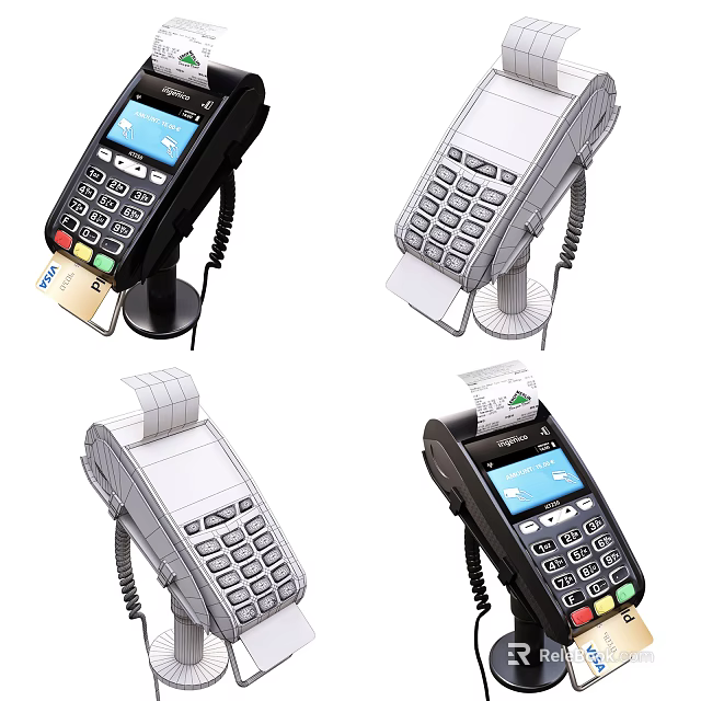 Business Payment POS Equipment With Credit Card Reader Receipt Printing And Transaction Processing 3d model 