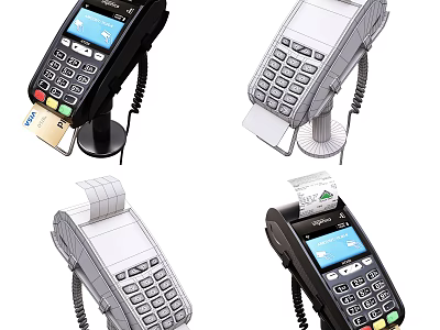 Business Payment POS Equipment With Credit Card Reader Receipt Printing And Transaction Processing 3d model