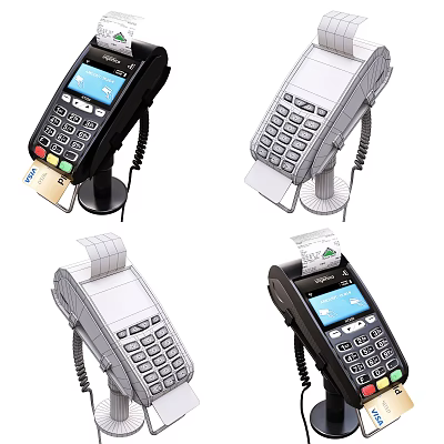 Business Payment POS Equipment With Credit Card Reader Receipt Printing And Transaction Processing 3d model