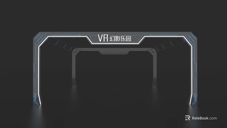 VR Fantasy Amusement Park Event Entrance Modern Tech Design With LED Lights 3d model 