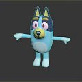 Animated Blue Dog Game Movie Character With Purple Ears Big Eyes White Paws Open Arms