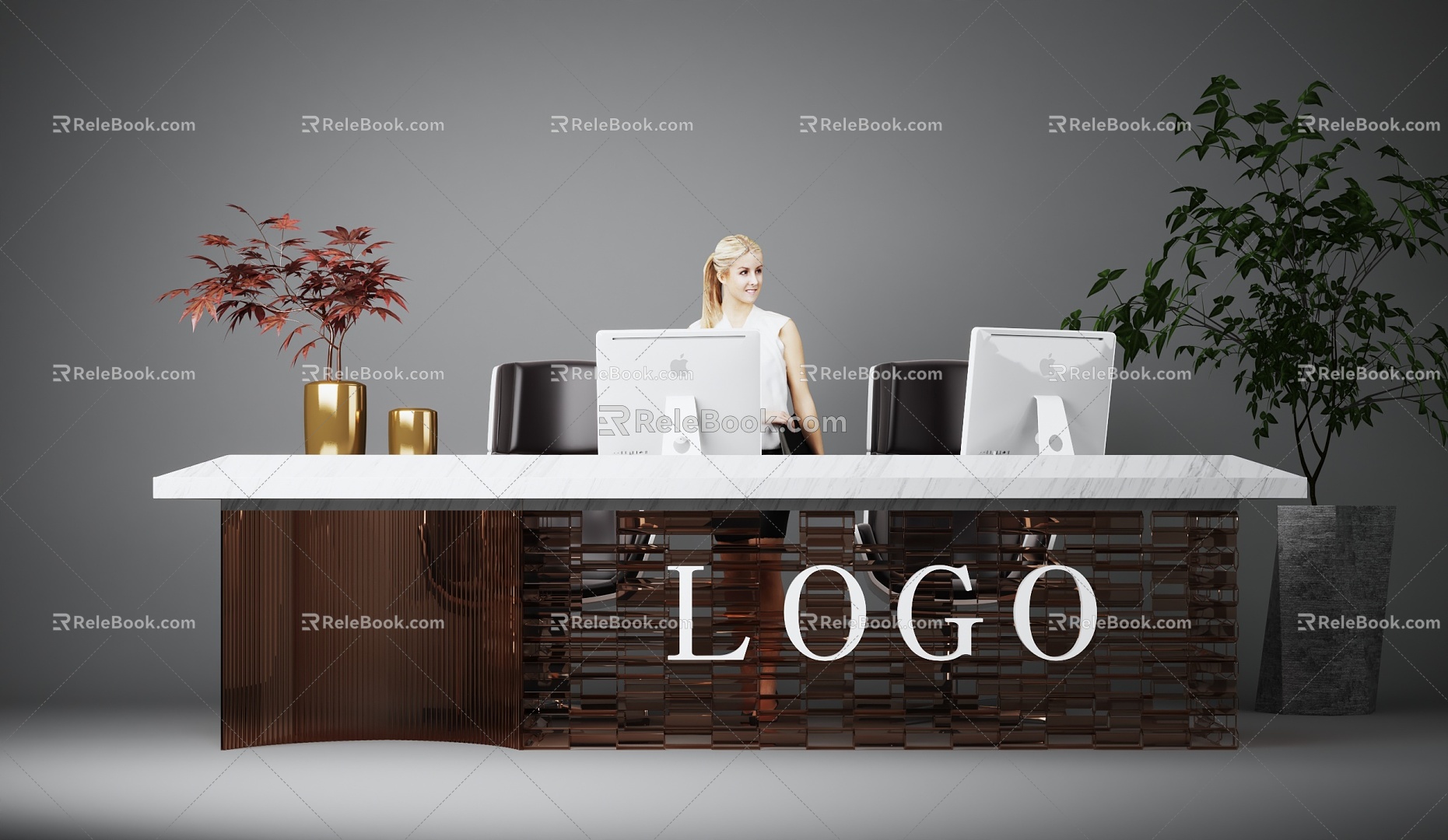 Modern reception desk reception desk reception desk 3d model