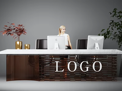 Modern reception desk reception desk reception desk 3d model