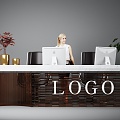 Modern reception desk reception desk reception desk 3d model