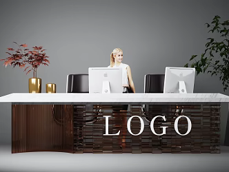 Modern reception desk reception desk reception desk 3d model