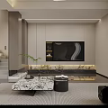 Modern Living And Dining Room Interior With Black Sofa Coffee Table Pendant Light And Plants