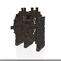 Antique Wooden Waterwheel Structure With Brick Stone Wall And Base Support