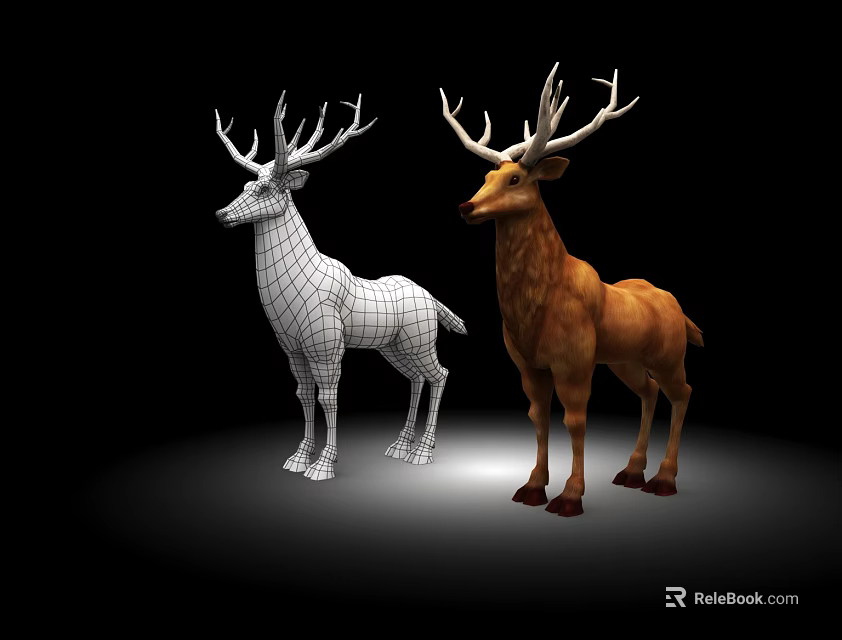 Reptile 3D Models Wireframe And Realistic Brown Design On Black Background 3d model