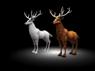 Reptile 3D Models Wireframe And Realistic Brown Design On Black Background 3d model
