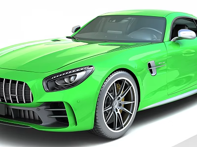Innovative Technology Exhibition Hall Displaying Sleek Green Sports Car with Advanced Aerodynamic Features 3d model