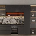 Modern Wine Cabinet In Open Kitchen With Glass Doors Wine Bottles And Appliances