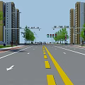 Road Intersection Facilities With Traffic Lights Traffic Lanes Pedestrian Walkways And Green Belt Trees