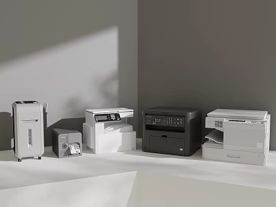 Smart Machines Various Office Equipment Types Neatly Arranged In Modern Design 3d model