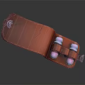 Portable Red Leather Case For Storing Purple Small Daily Essential Bottles