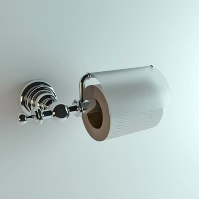 Stylish Bathroom Accessories Chrome Toilet Paper Holder Wall Mounted Design With Tissue Roll 3d model