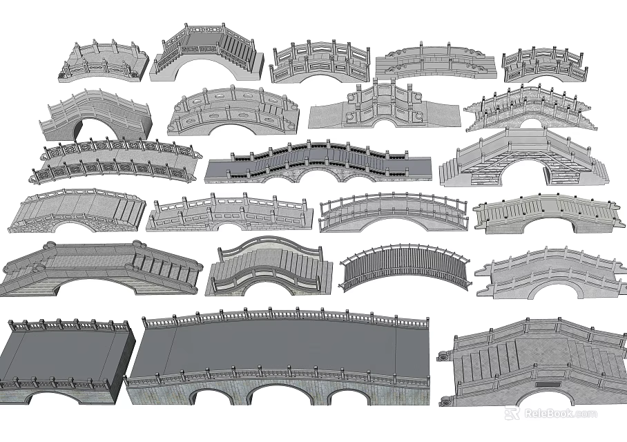 Various Landscape Bridge Design Models For Garden And Park Decoration 3d model 